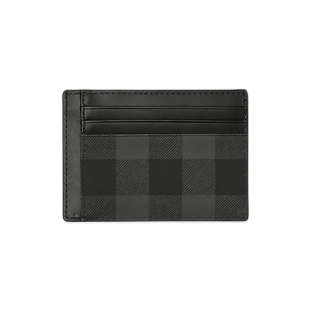 Burberry Check Money Clip Card Case "Charcoal Grey"