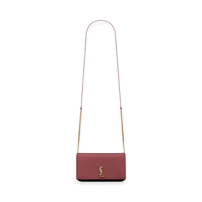Saint Laurent Women's Burgundy Leather Phone Case "Bordeaux"