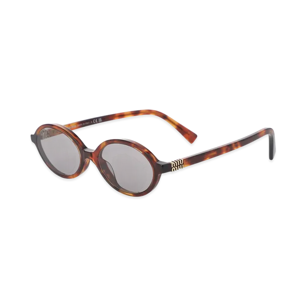 MIU MIU Miu Regard Oval Metal Logo "Havana Mahogany/Grey"