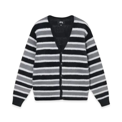 Stussy Shaggy Stripe Cardigan "Black"