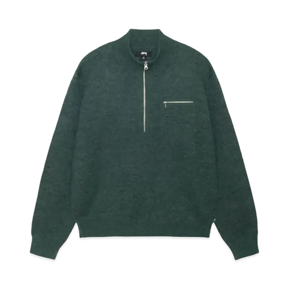 Stussy Half Zip Mock Neck Sweater "Dark Green"