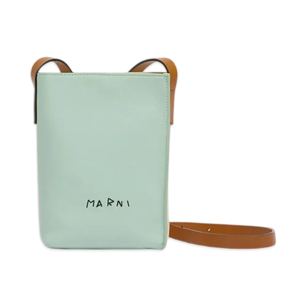 MARNI Museo Nano Bag in Leather with Marni Symbol Embroidery "Linden/Shell/Moka"