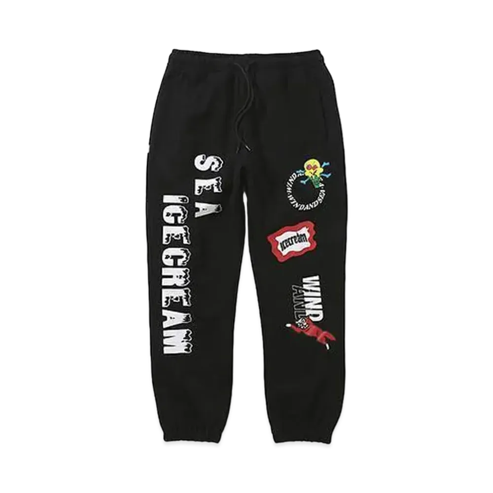 WIND AND SEA x ICECREAM COTTON SWEAT PANTS (ICE&SEA) "Black"