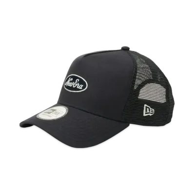 NEW ERA 9Forty A-Frame Tracker Cotton Flax Oval Logo "Dark Navy"