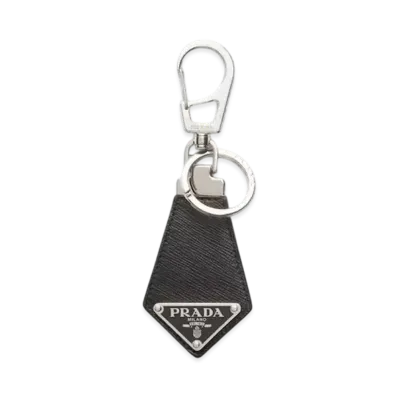 PRADA Saffiano Leather Keychain "Black"