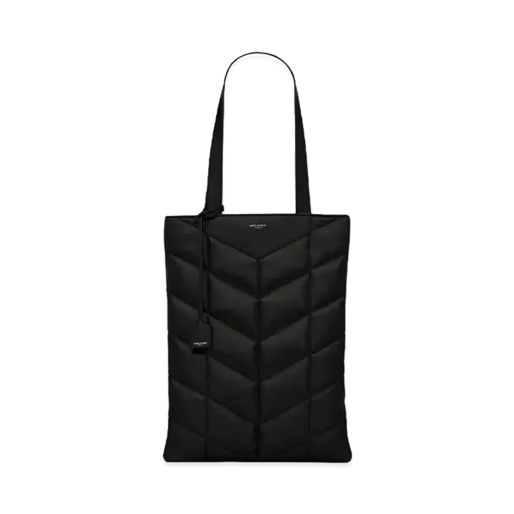 Saint Laurent Puffer Tote Bag In Smooth Lambskin "Black"