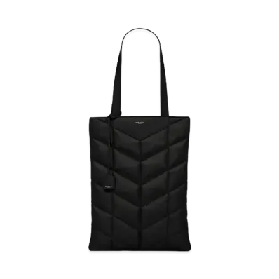 Saint Laurent Puffer Tote Bag In Smooth Lambskin "Black"