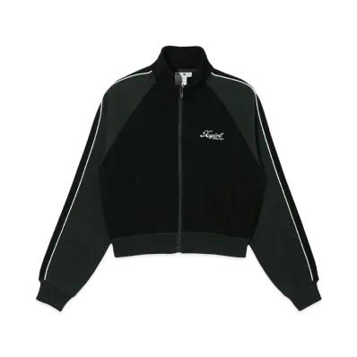 X-Girl Striped Sleeve Compact Zip Up Sweatshirt "Black"