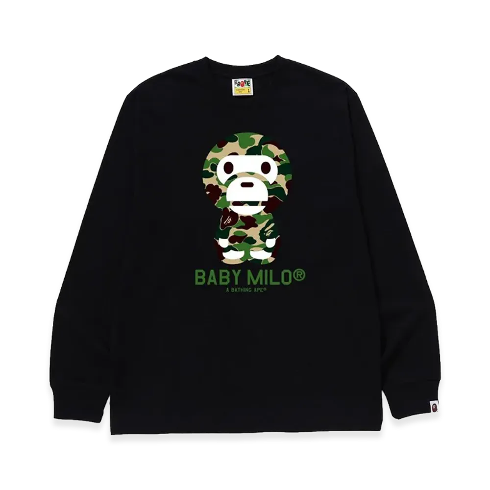 A BATHING APE ABC Camo Baby Milo LS Tee "Black/Green"