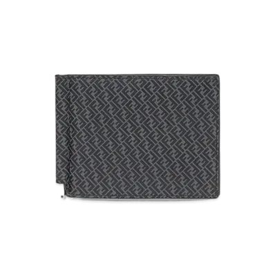 FENDI Card Case Leather Money Clip "Black"