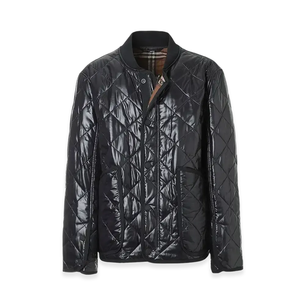 Burberry Diamond Quilted Nylon Bomber Jacket "Black"