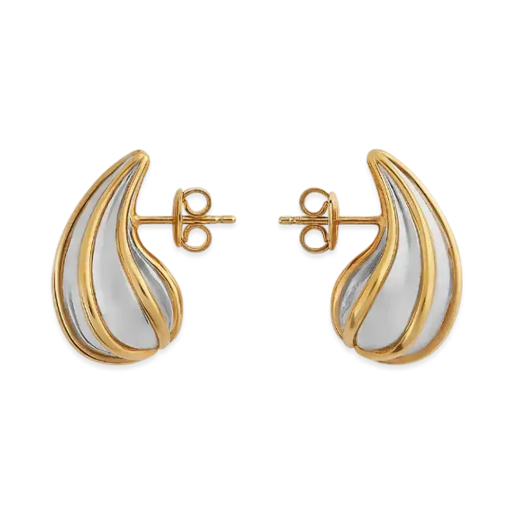 Bottega Veneta Mini Drop Earrings "Silver/Yellow Gold"