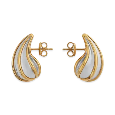 Bottega Veneta Mini Drop Earrings "Silver/Yellow Gold"