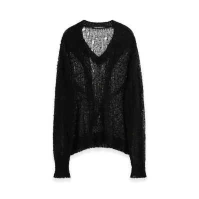 OUR LEGACY Slow V-Neck "Black Ragged Open Linen"