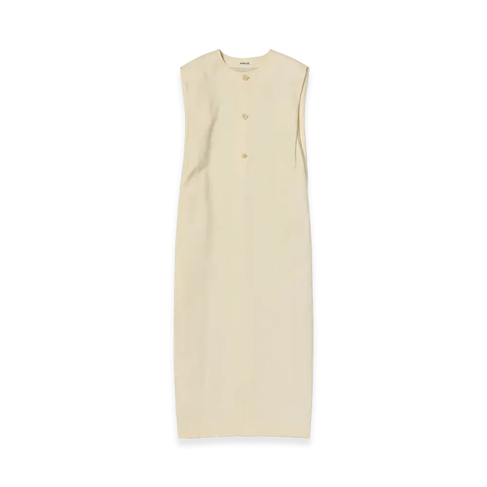 AURALEE Women's Structured Wool Double Cloth Sleeveless Dress "Top Ecru"