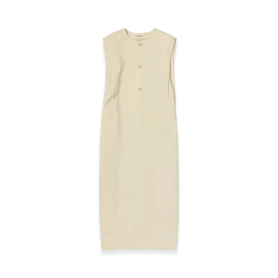 AURALEE Women's Structured Wool Double Cloth Sleeveless Dress "Top Ecru"