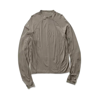 Goldwin 0 Wool Half Zip Long Sleeve Tee Shirt (Unisex) "Grayish Beige"