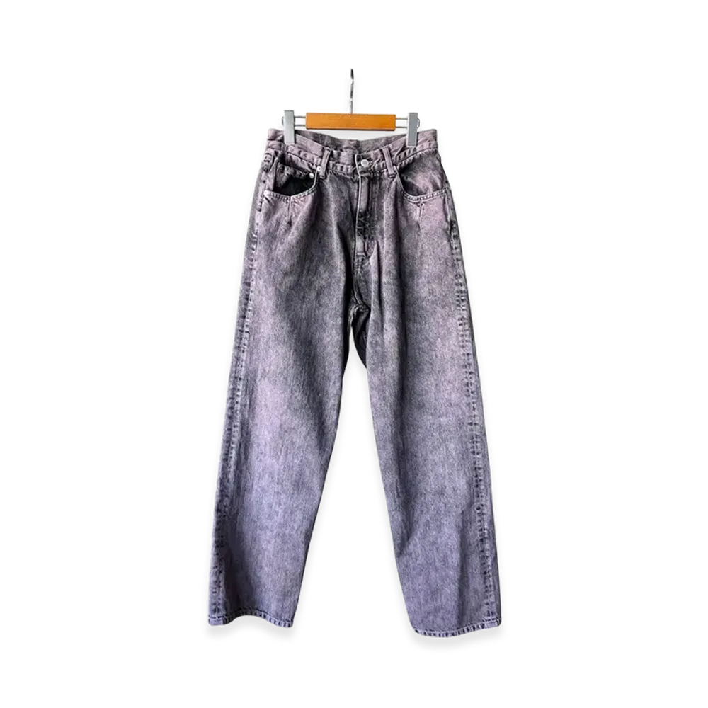 YOKE Bleache&Over Dye Denim Wide Straight 5P Pants "Purple"