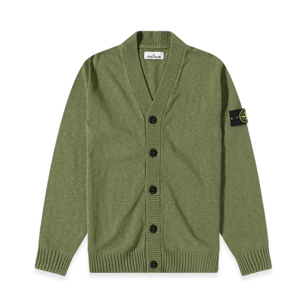 Stone Island 512B0 Stocking Stitch Cotton-Nylon Knit Cardigan - 22SS "Olive Green"