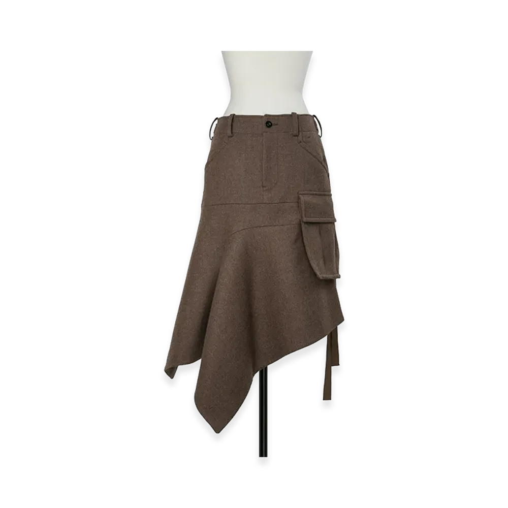 sacai Women's Wool Melton Skirt "Brown"