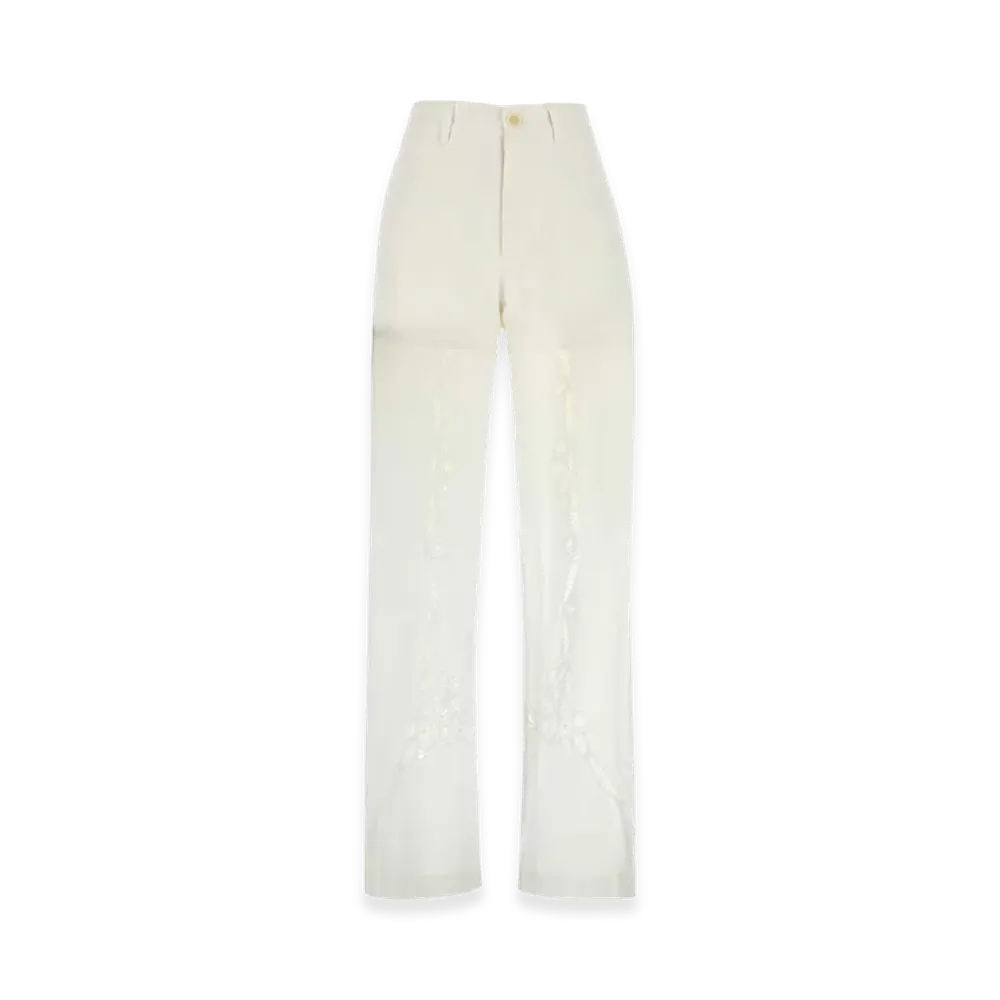 Marine Serre Women's Upcycled Linen Pants "White"