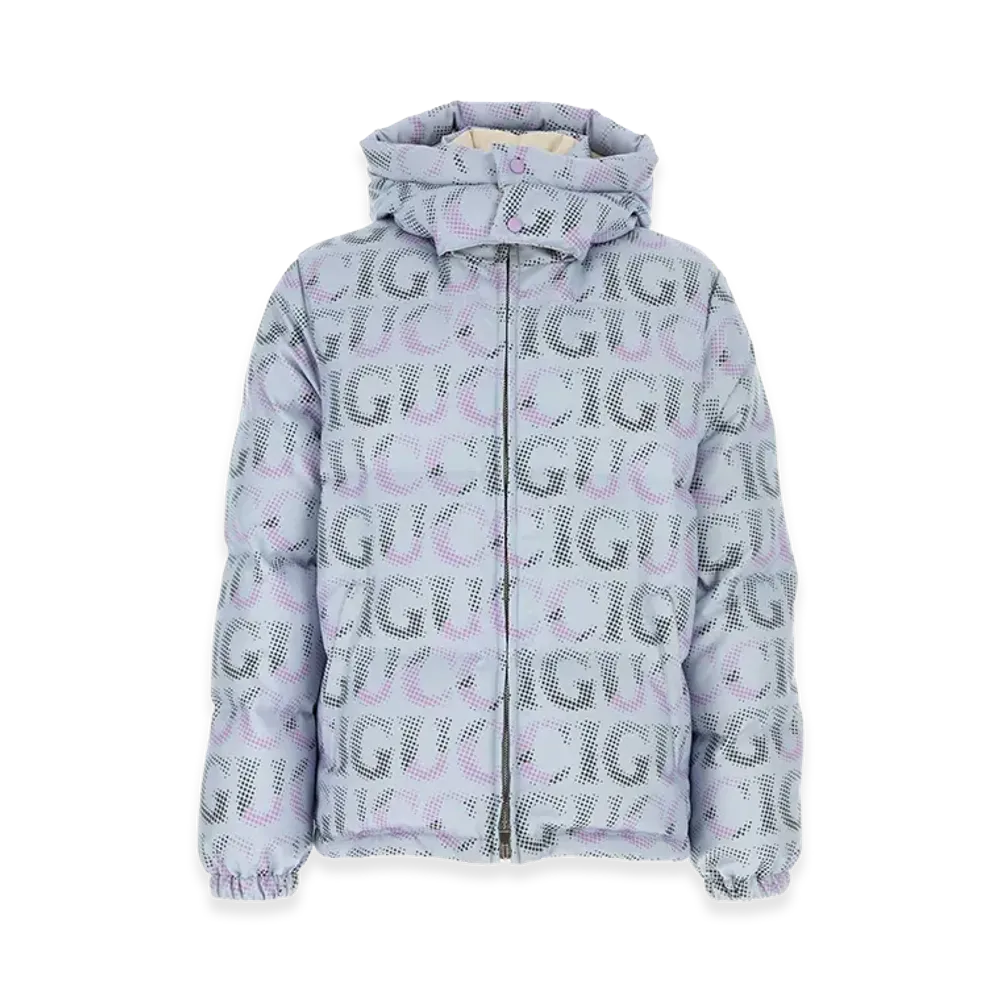GUCCI Printed Polyester Down Jacket "Blue"