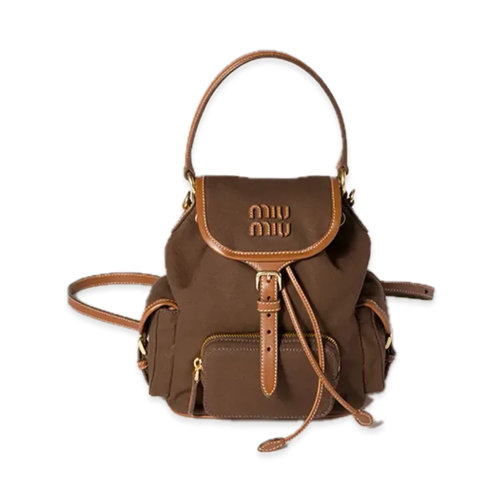 MIU MIU Canvas / Leather Backpack "Cocoa Brown/Brandy"
