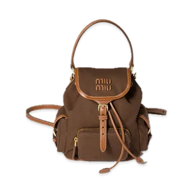 MIU MIU Canvas / Leather Backpack "Cocoa Brown/Brandy"