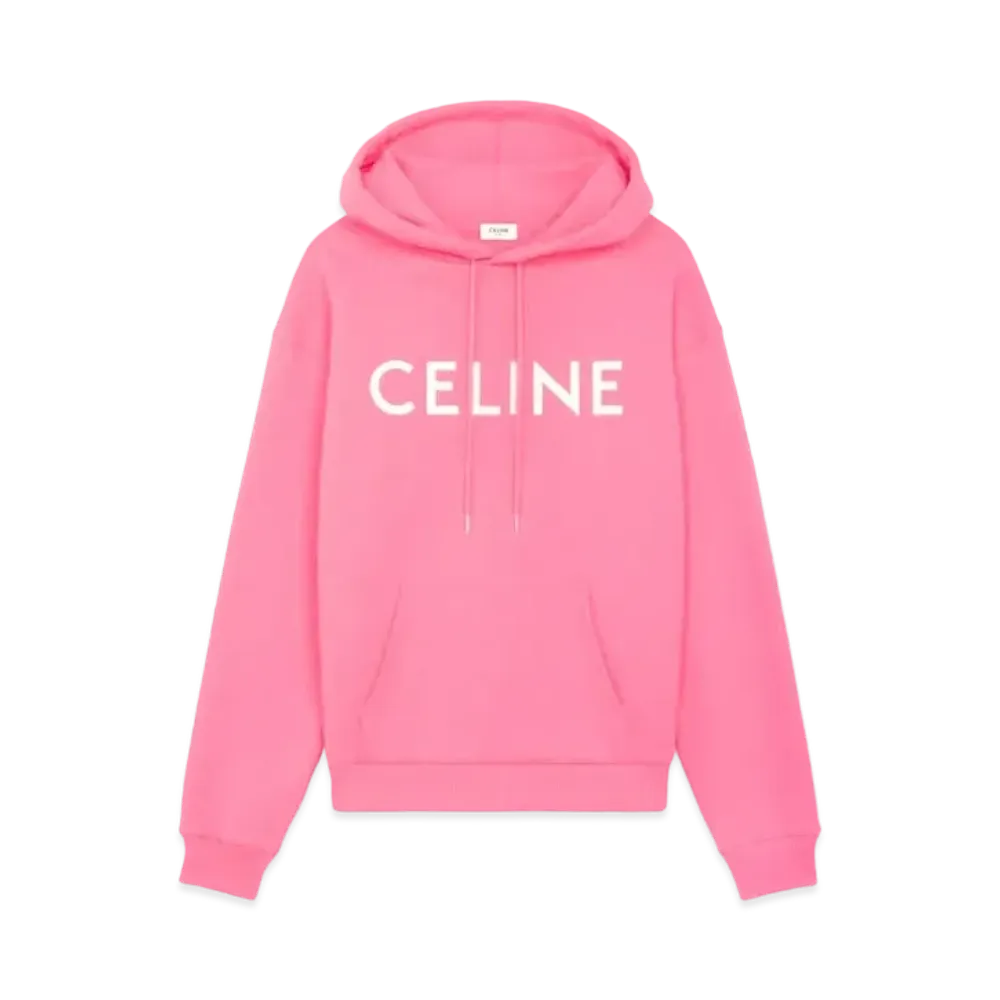 CELINE Celine Hoodie In Cotton Fleece "Pink Flamingo/White"