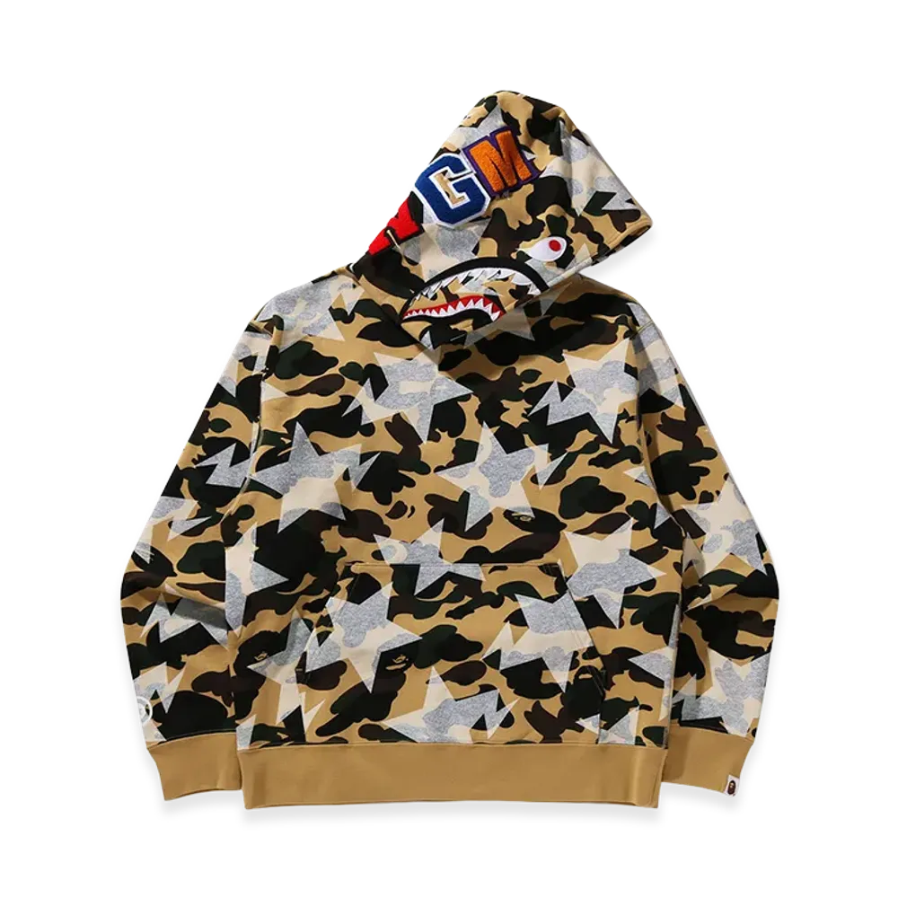 A BATHING APE Shark Cropped Fit Pullover Hoodie "Yellow"