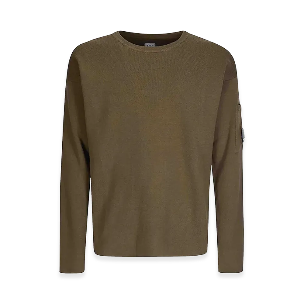 C.P. Company Cotton Sea Island Crewneck Lens Sweater "Green"