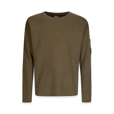C.P. Company Cotton Sea Island Crewneck Lens Sweater "Green"