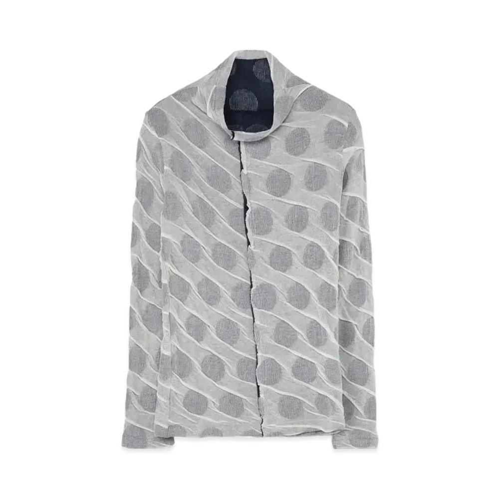 Yohji Yamamoto Y's DOT DUAL-LAYER FRONT PANEL HIGHT NECK LONG SLEEVE T "Navy"