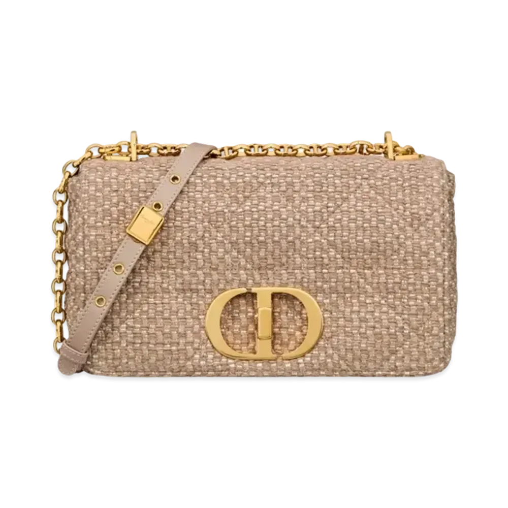 Dior Medium Caro Bag Macro Cannage Tweed Embroidery "Brown"