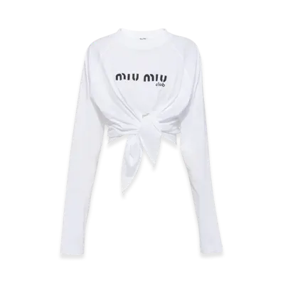 MIU MIU Women's Long Sleeve Jersey T-Shirt "White"