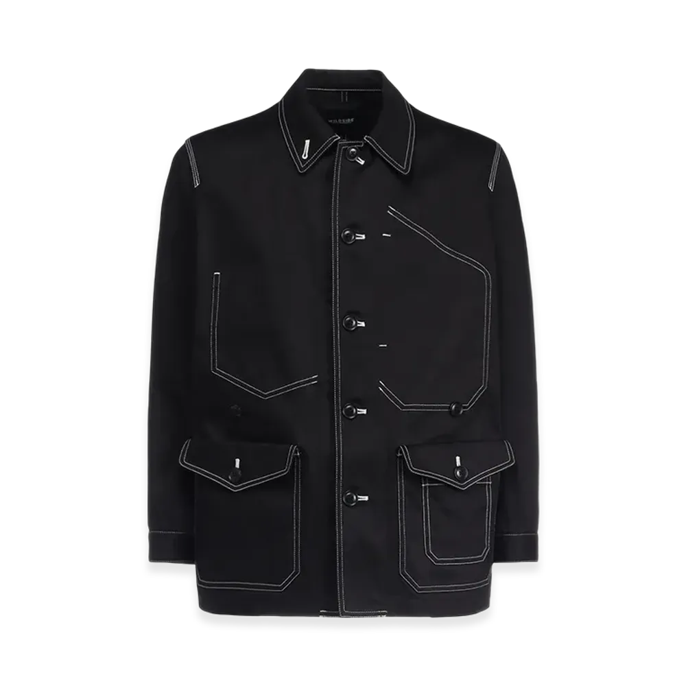 WILDSIDE YOHJI YAMAMOTO Cotton Chino White Stitch Shirt Jacket "Black"