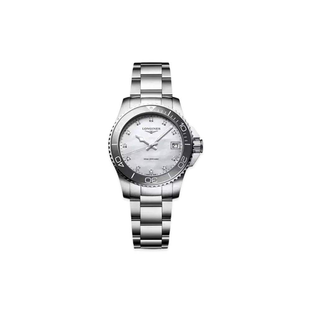 Longines Hydro Conquest 32.00mm "White Mother-of-Pearl/Stainless Steel/Ceramic" L3.370.4.87.6