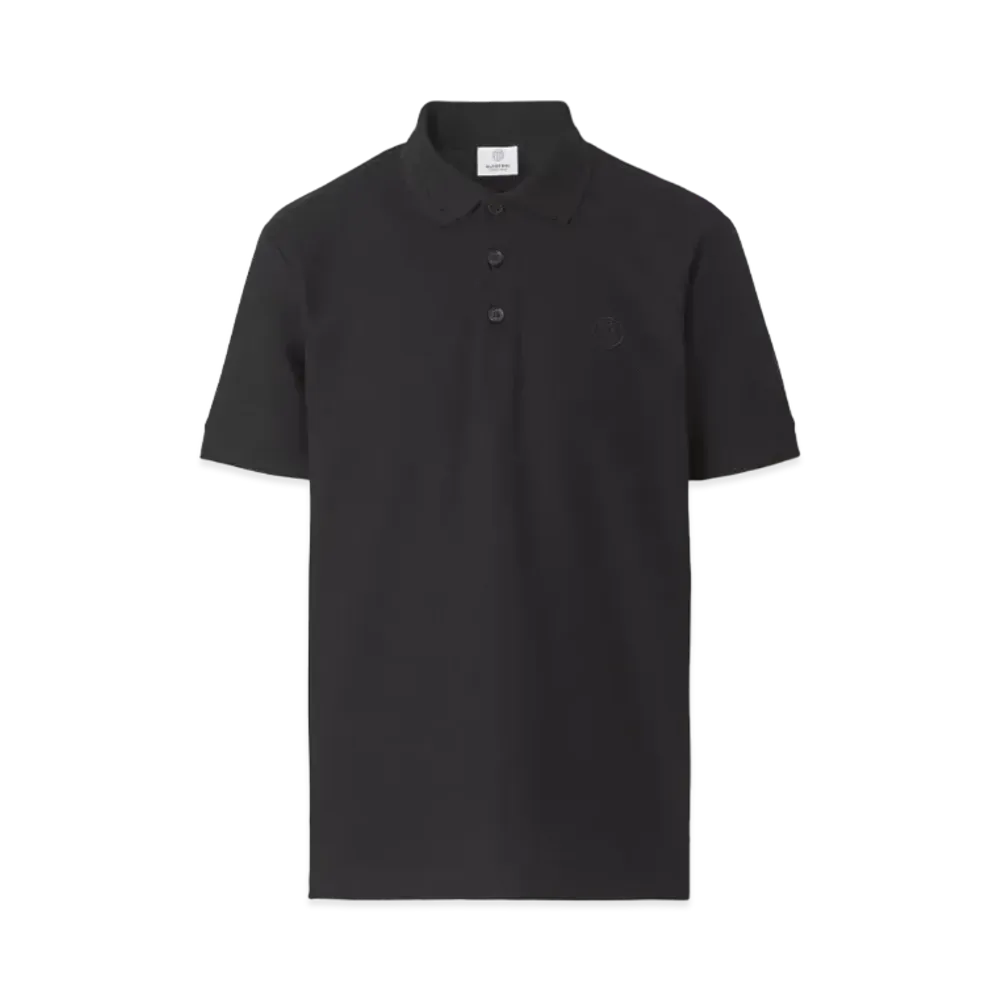 Burberry Men's Monogram Motif Cotton Pique Polo Shirt "Black"