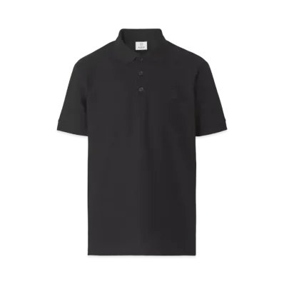 Burberry Men's Monogram Motif Cotton Pique Polo Shirt "Black"