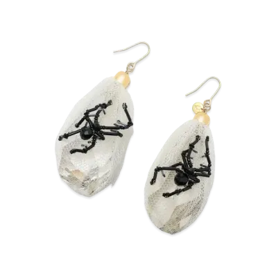 UNDERCOVER Silk Tulle Wrapped Swarovski Pierce "White"