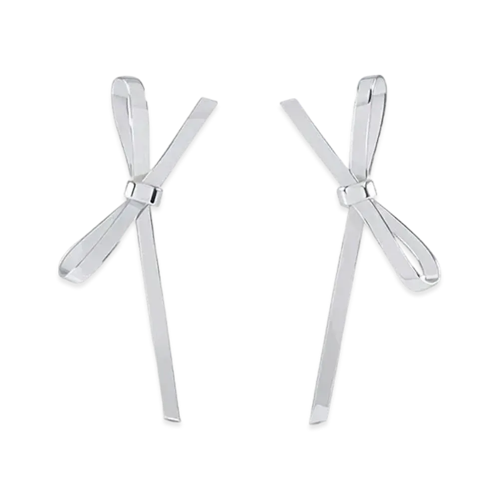 WE11DONE Bow Stud Earrings "Silver"