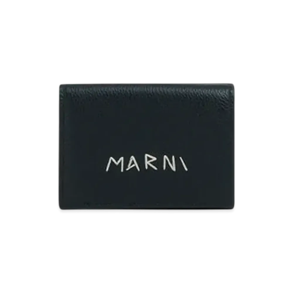 Marni Leather Trifold Wallet with Marni Mending Embroidery "Black"