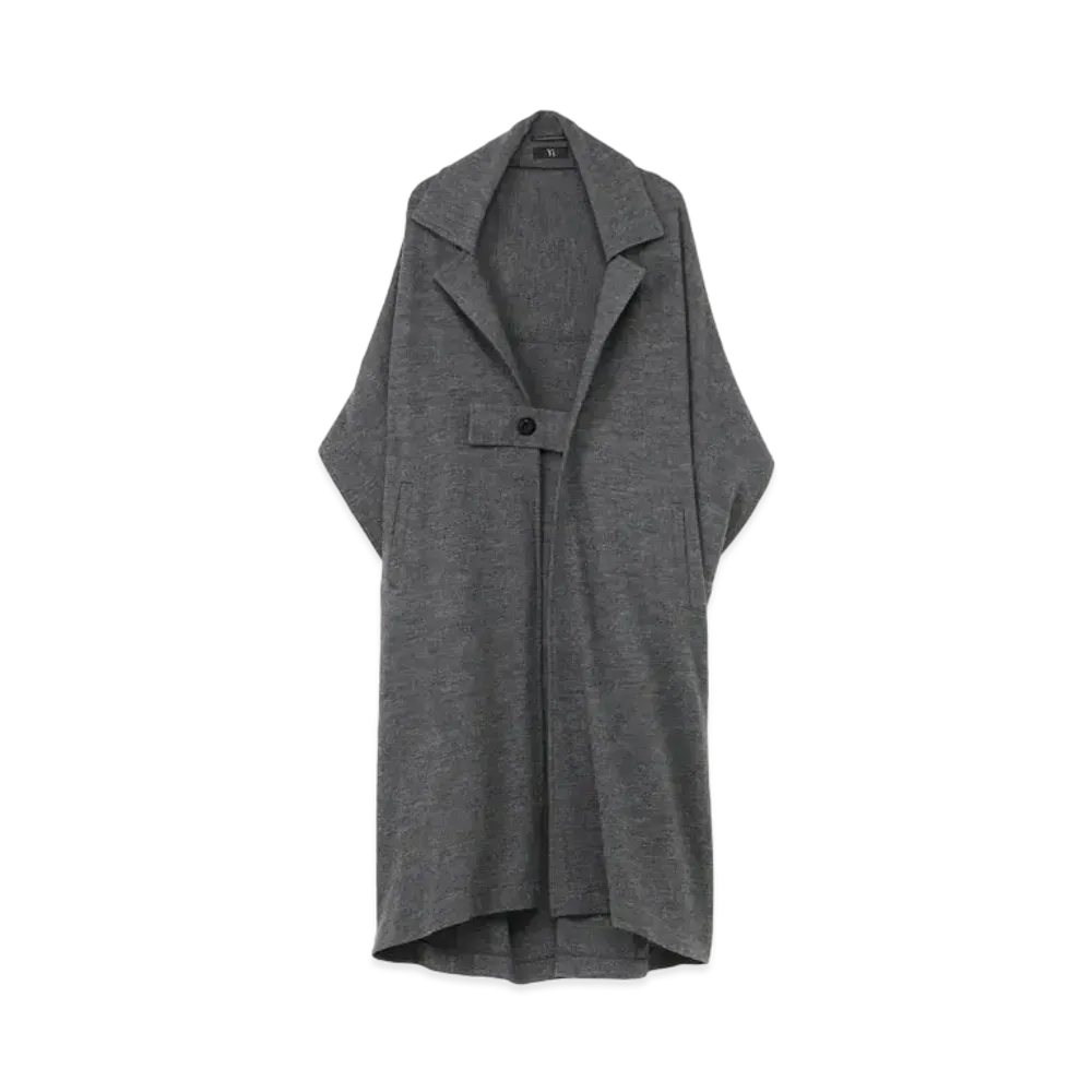 Yohji Yamamoto Y's SOFT SHRINKAGE PLAIN STITCH 1 BUTTON SQUARE COAT "Gray"
