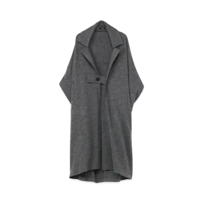 Yohji Yamamoto Y's SOFT SHRINKAGE PLAIN STITCH 1 BUTTON SQUARE COAT "Gray"