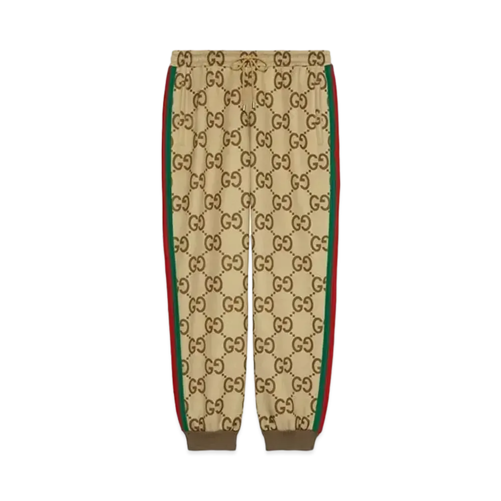 GUCCI Jumbo GG Track Bottom With Web "Beige/Ebony"