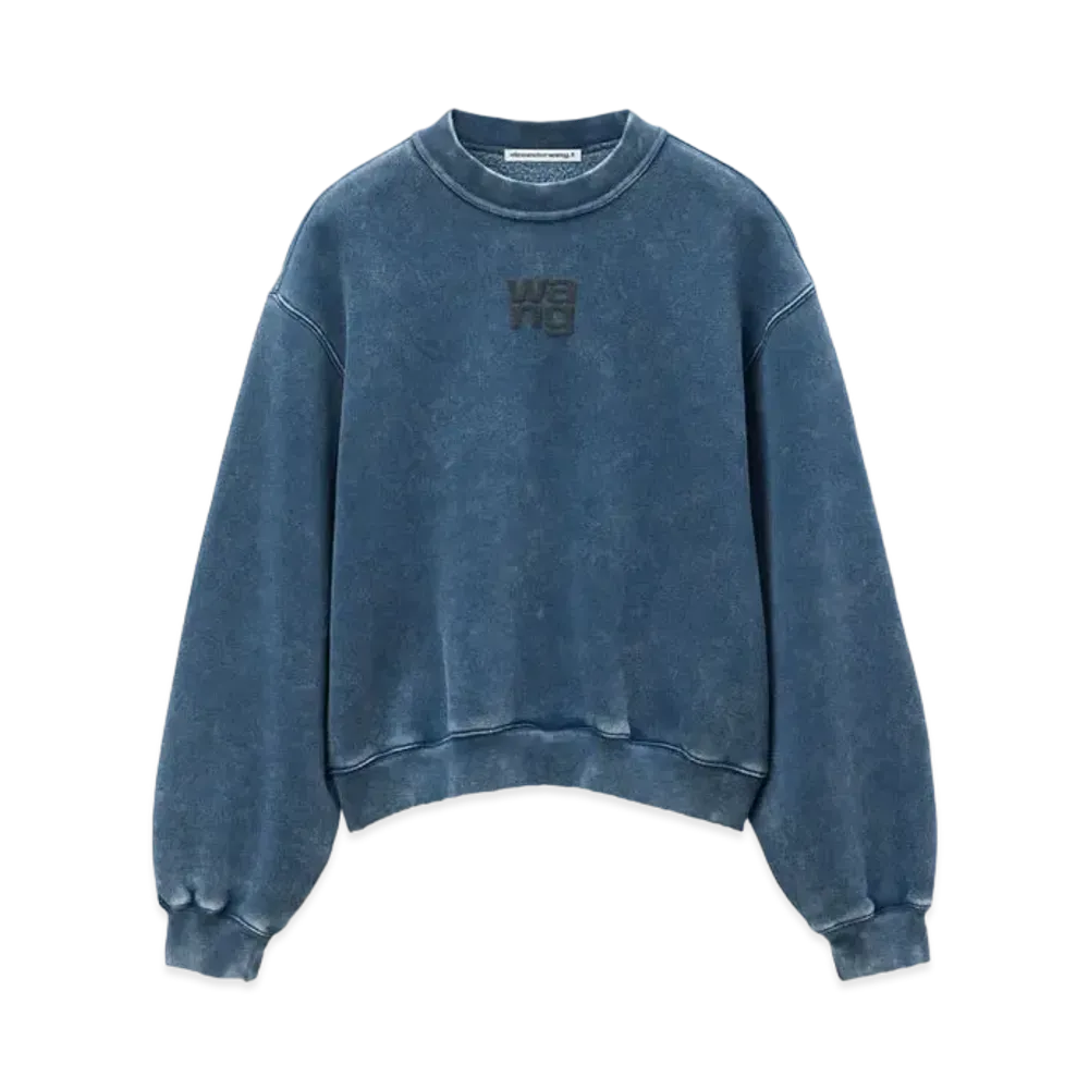 Alexander Wang Essential Logo Organic Cotton Terry Sweatshirt "Acid Black Ice"