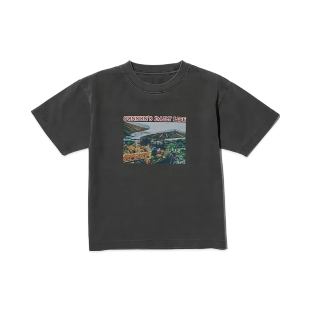 B:MING by BEAMS x PUPPET SUNSUN Kids / Fade Photo Print T-Shirt Market "InkBlack"