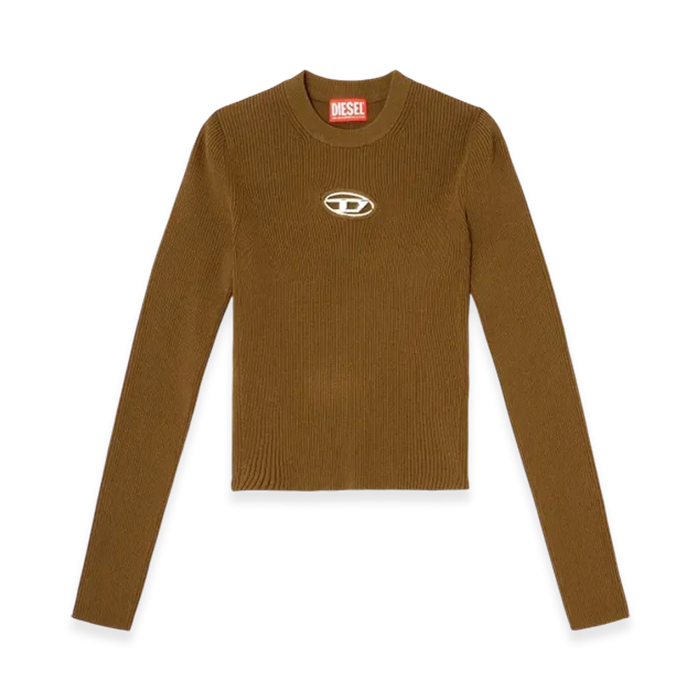 Diesel M-Valari Rib-Knit Viscose-Blend Top With Oval D "Green"