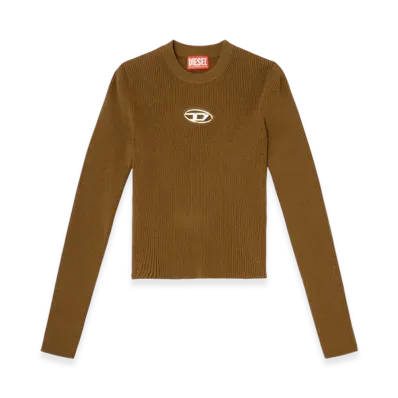 Diesel M-Valari Rib-Knit Viscose-Blend Top With Oval D "Green"