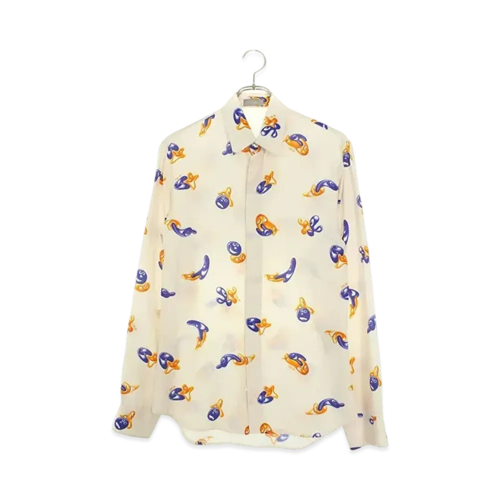 Dior x Kenny Scharf Men's All Over Pattern Rayon Shirt "Light Pink"